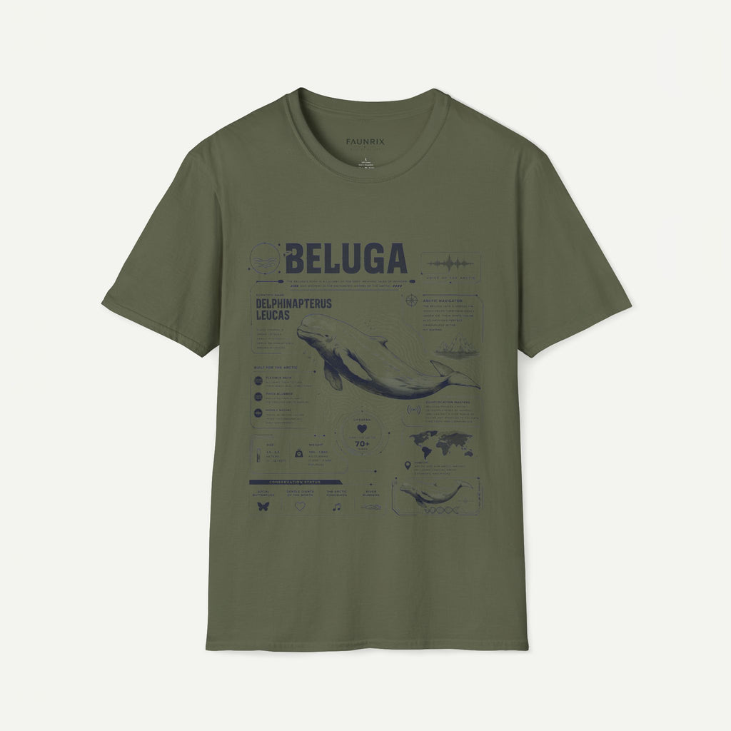 Beluga Whale Anatomy T-Shirt — Marine Life Illustration Tee Delphinapterus leucas