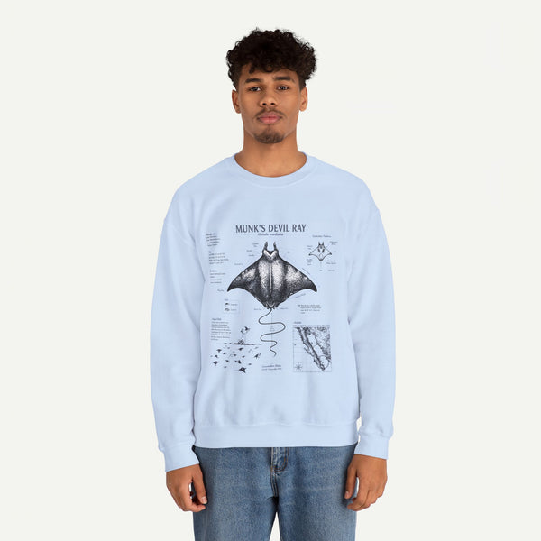 Munk’s Devil Ray Anatomy Sweatshirt — Vintage Marine Biology Graphic Crewneck