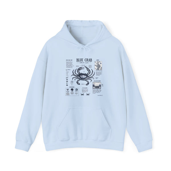 Blue Crab Anatomy Hoodie — Nautical Seafood Diagram Sweatshirt