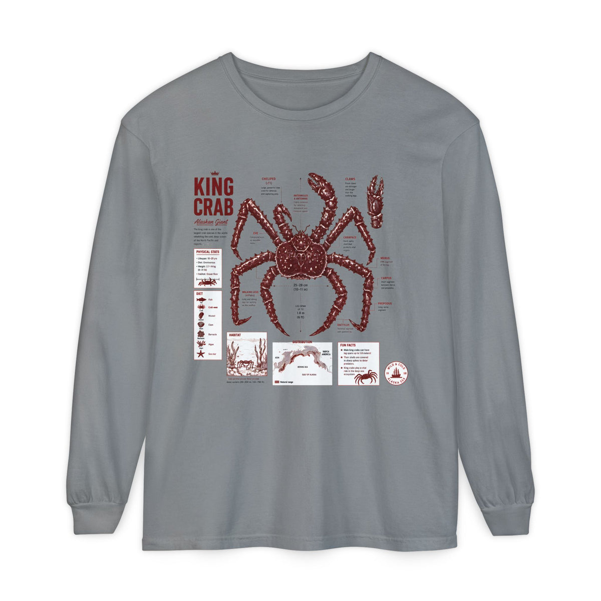 King Crab Anatomy Long Sleeve T-Shirt