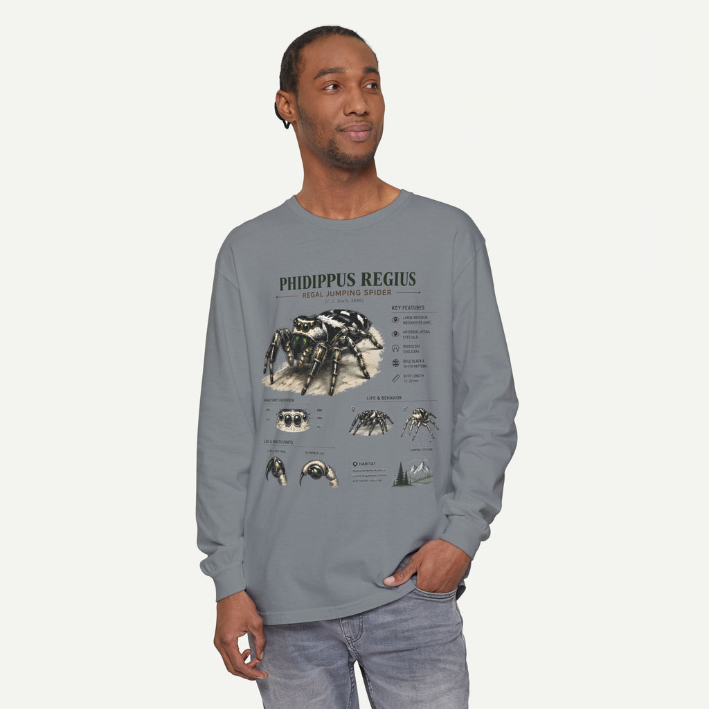 Phidippus Regius Jumping Spider Illustration Long Sleeve Tee