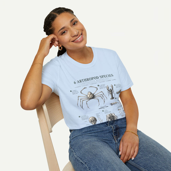 Arthropod Species Graphic Anatomy T-Shirt — 6 Detailed Arthropod Illustrations
