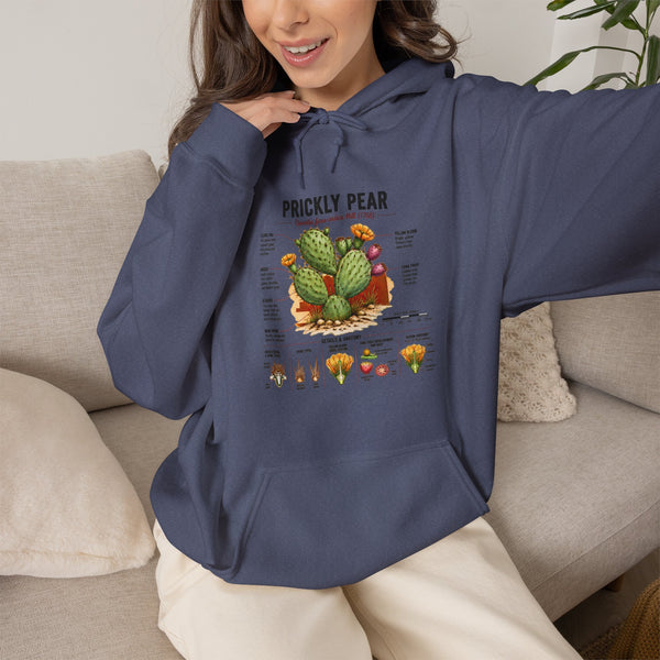 Prickly Pear Botanical Hoodie – Cactus Anatomy Illustrated Sweatshirt