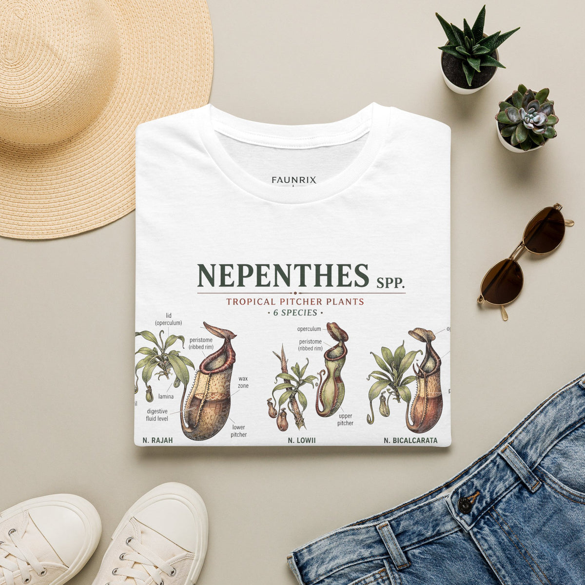 Nepenthes Botanical Tee — Carnivorous Pitcher Plant Anatomy Shirt