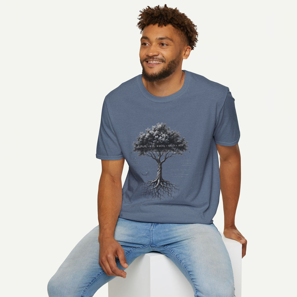 Tree of Life T‑Shirt — Botanical Graphic with Roots and Photosynthesis Diagram