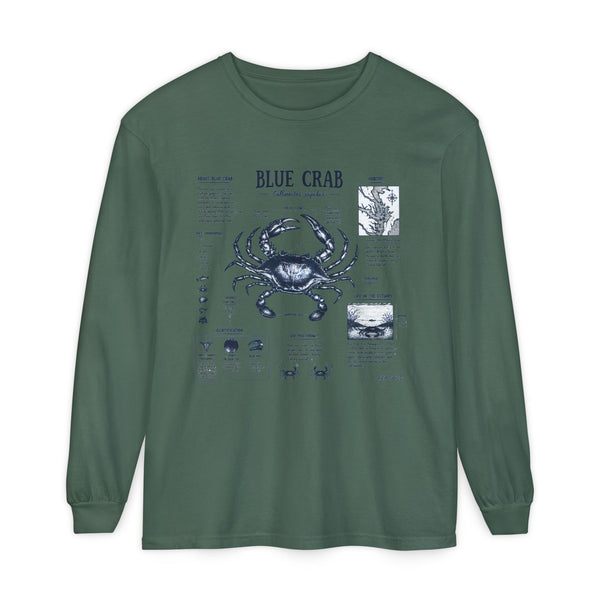 Blue Crab Anatomy Long Sleeve T-Shirt