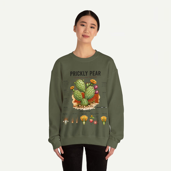 Prickly Pear Botanical Sweatshirt — Cactus Illustration Guide Crewneck