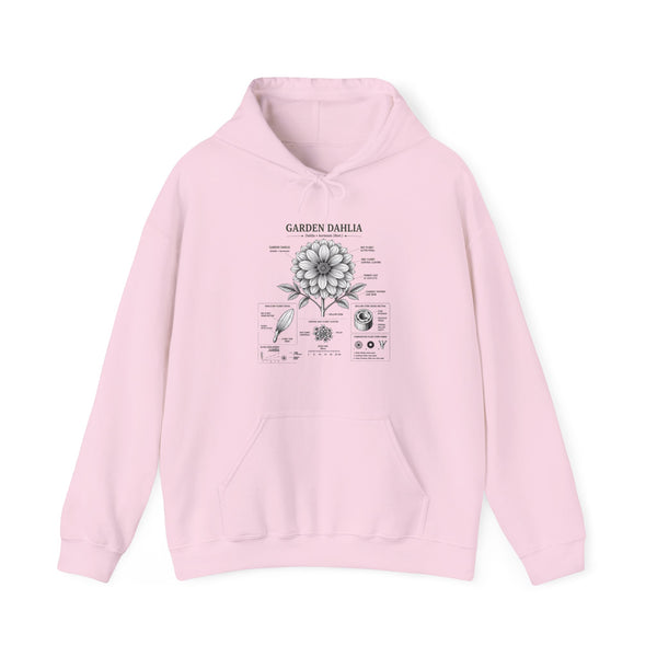 Dahlia Botanical Hoodie — Vintage Garden Diagram Sweatshirt