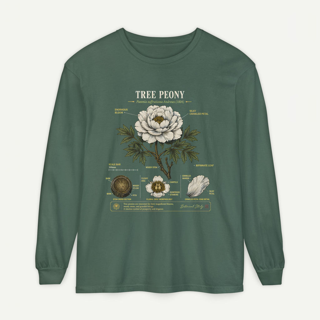 Tree Peony Illustration Long Sleeve Tee