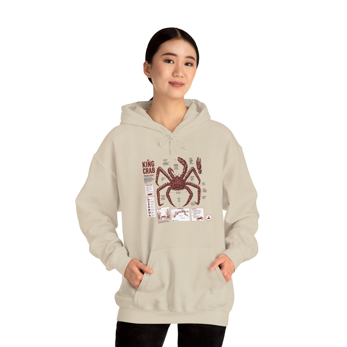 King Crab Anatomy Hoodie — Vintage Seafood Diagram Sweatshirt