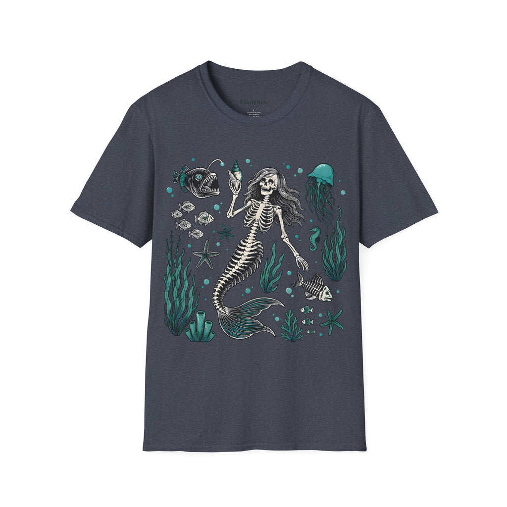 Mermaid Skeleton Tee — Gothic Sea Creature Graphic T-Shirt