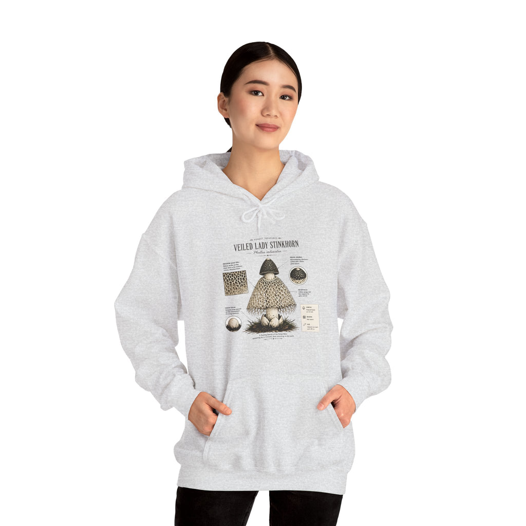 Mushroom Guide Hoodie — Velvet-Lady Stropharia Fungi Illustration Sweatshirt