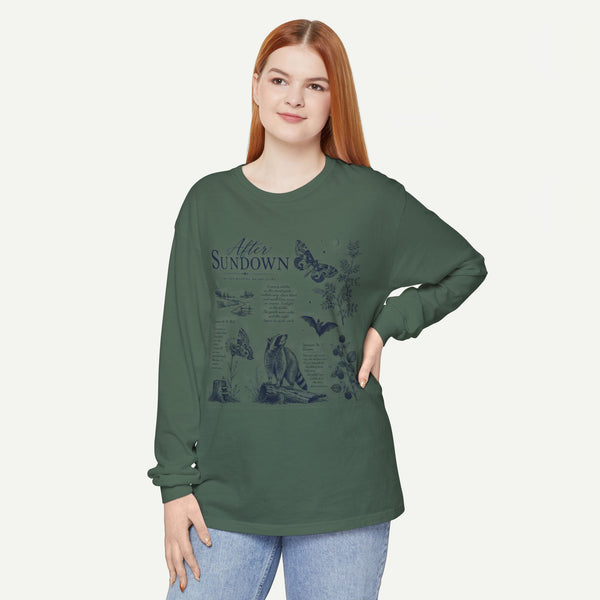 After Sundown Long Sleeve Tee — Night Nature Wildlife Graphic