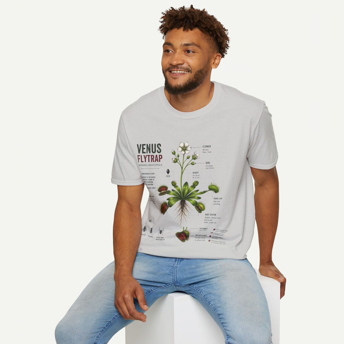 Venus Flytrap Anatomy Botanical T-Shirt – Illustrated Plant Diagram Tee