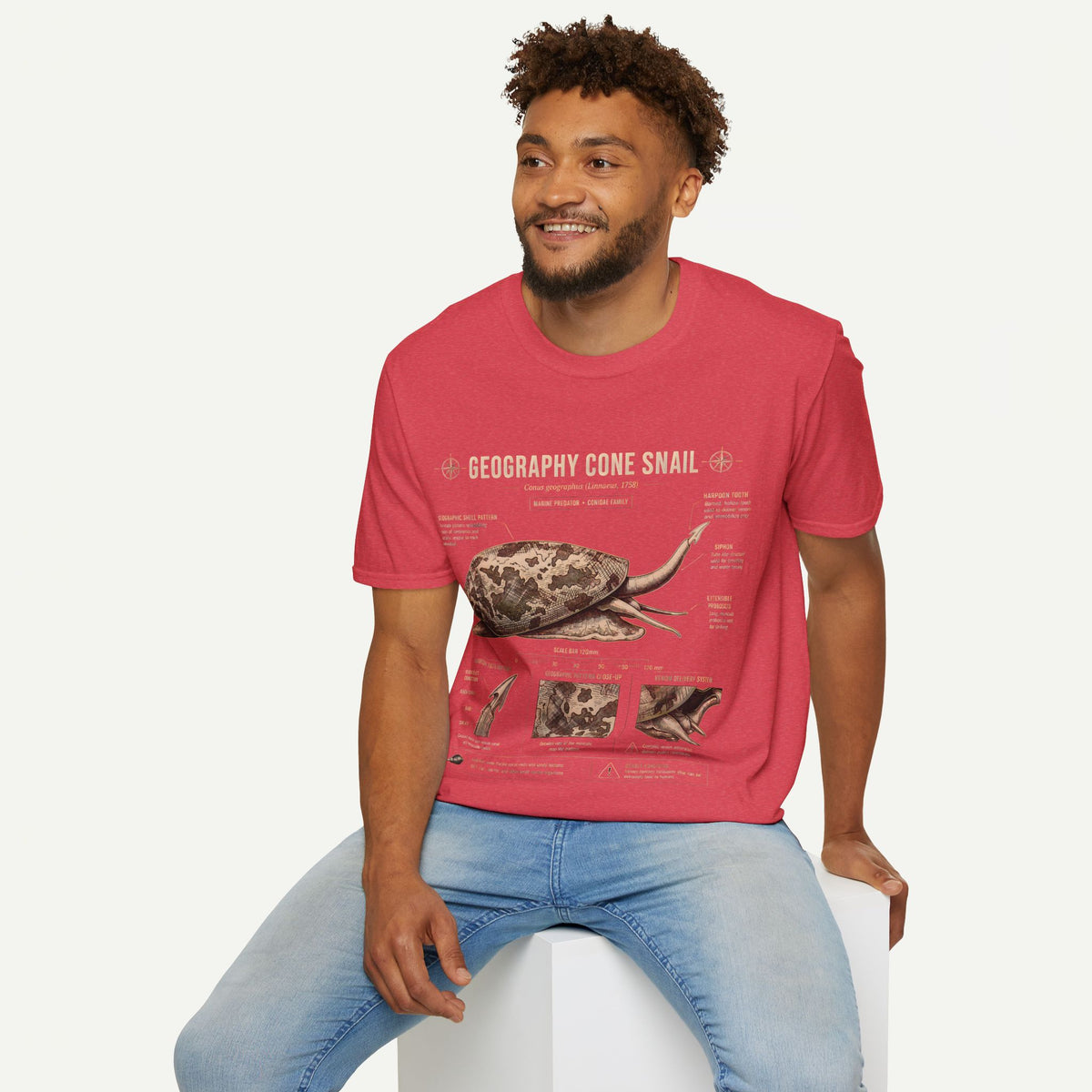 Geography Cone Snail Anatomy T-Shirt — Vintage Scientific Illustration Tee
