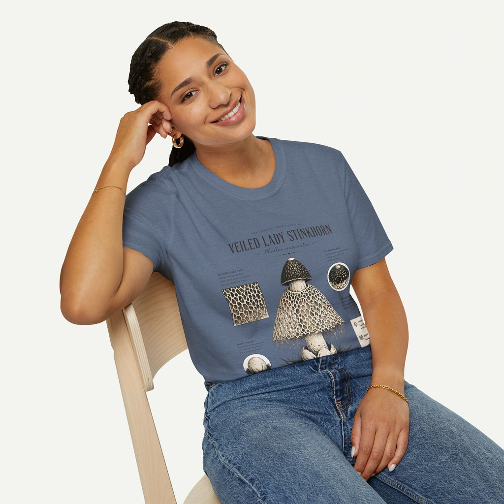 Veiled Lady Stinkhorn Mushroom Tee — Botanical Mycology Anatomy T-Shirt