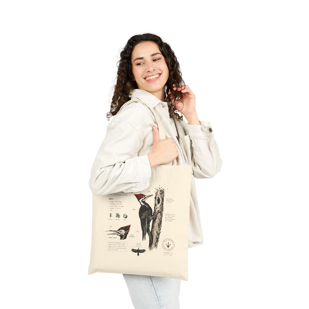 Pileated Woodpecker Anatomy Tote Bag – Vintage Bird Illustration Eco Shopper