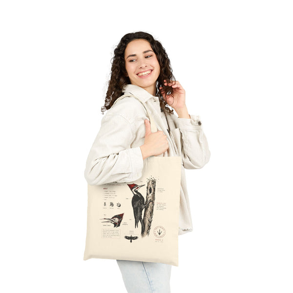 Pileated Woodpecker Anatomy Tote Bag – Vintage Bird Illustration Eco Shopper