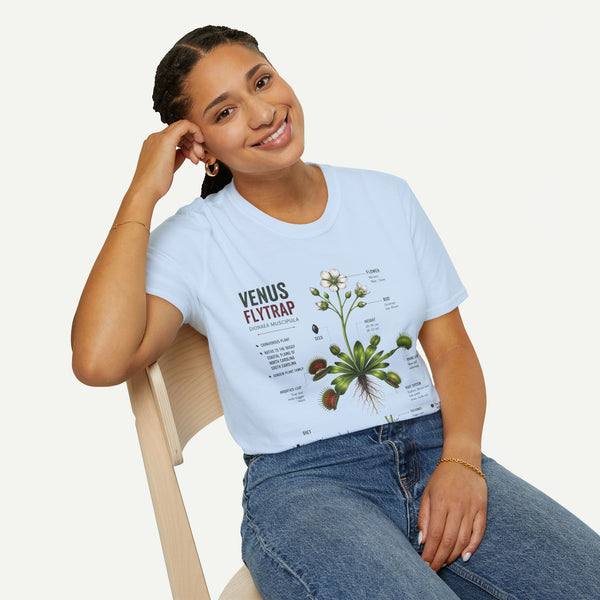 Venus Flytrap Anatomy Botanical T-Shirt – Illustrated Plant Diagram Tee