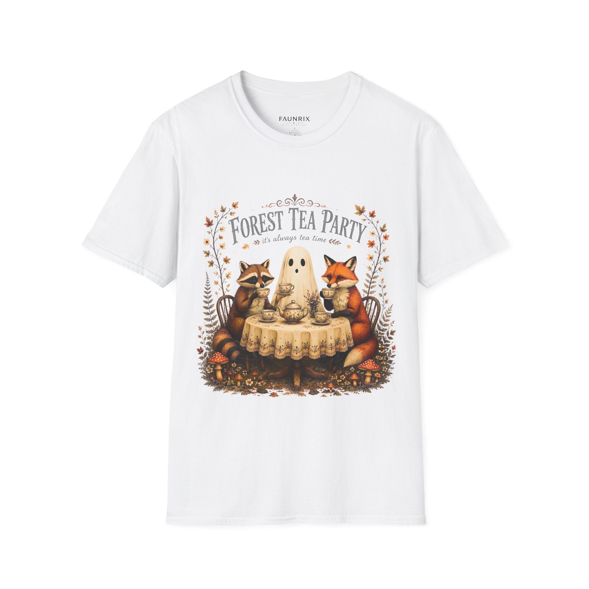 Forest Tea Party T-Shirt — Cute Woodland Animals Tea Time Graphic Tee Secondary image