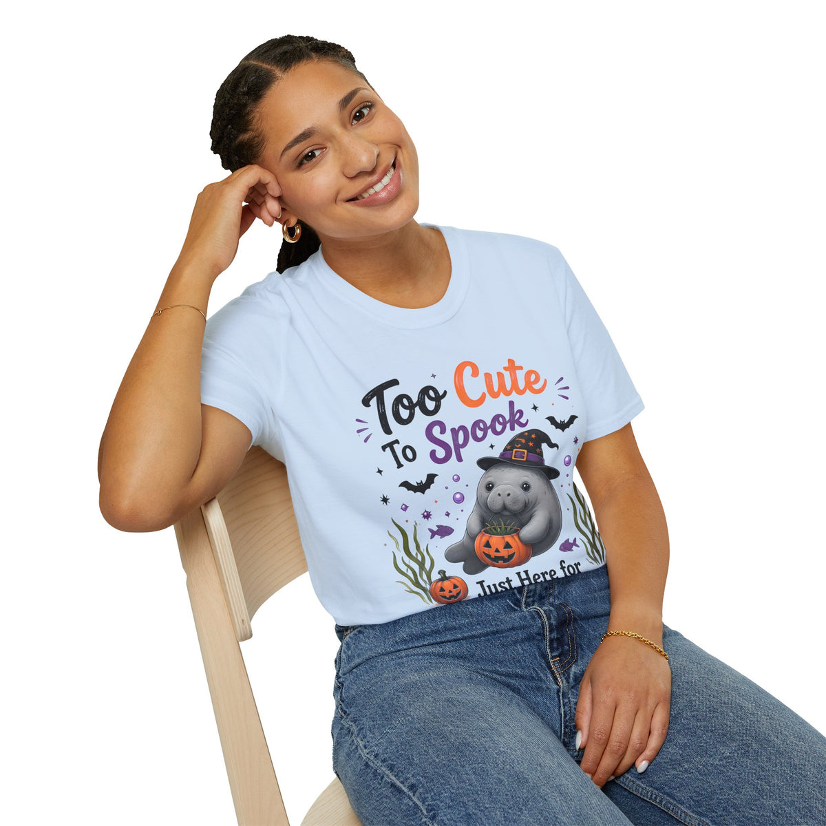 Too Cute to Spook Hippo Halloween T-Shirt — Just Here for Treats Cute Spooky Tee