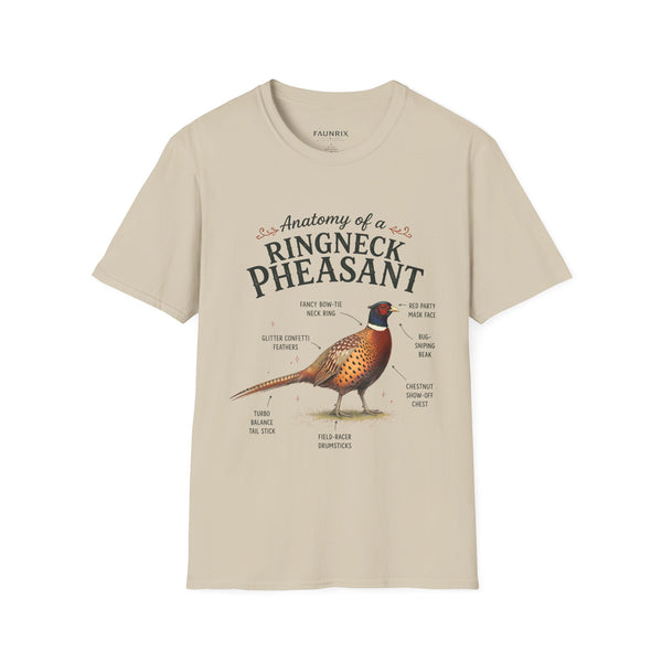 Ringneck Pheasant Anatomy T-Shirt — Illustrated Bird Diagram Tee