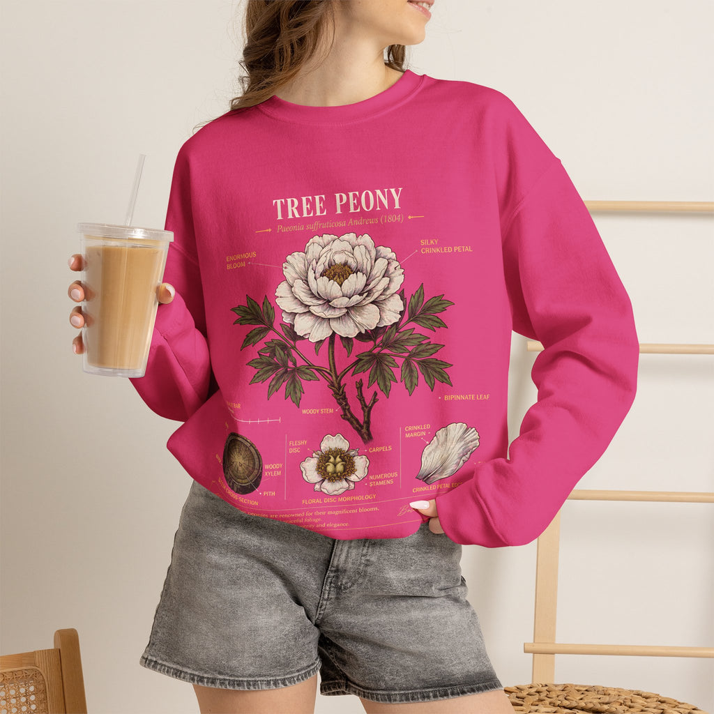 Tree Peony Botanical Sweatshirt — Vintage Flower Anatomy Crewneck