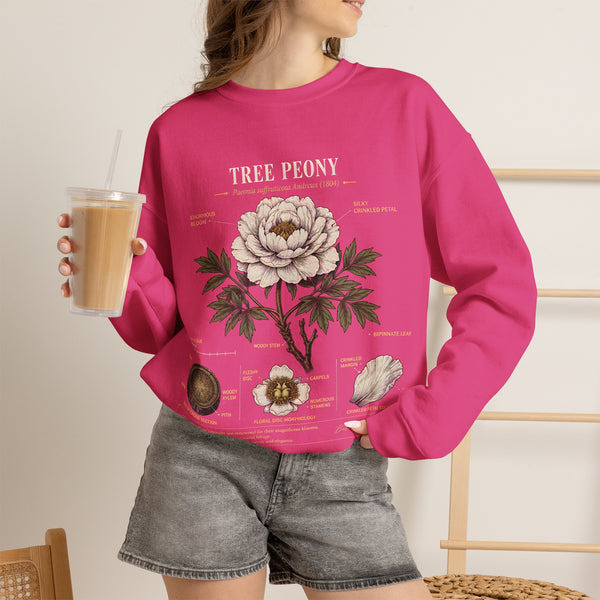 Tree Peony Botanical Sweatshirt — Vintage Flower Anatomy Crewneck