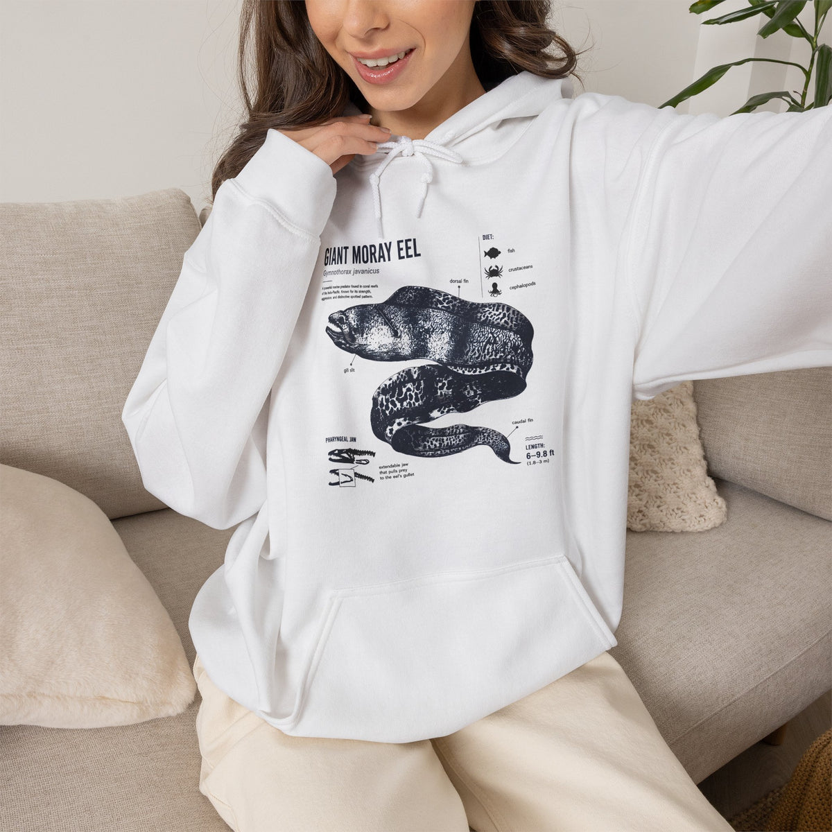 Sea Snake Diagram Hoodie - Vintage Scientific Illustration Sweatshirt