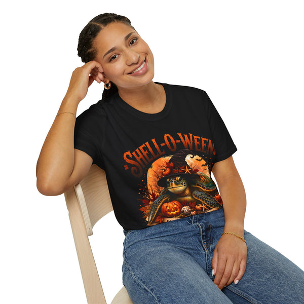 Shell-O-Ween T-Shirt — Spooky Pumpkin Witch Halloween Tee
