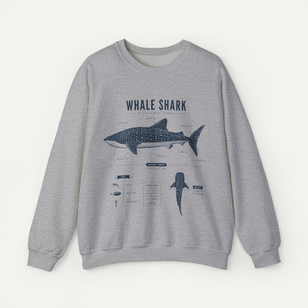 Whale Shark Anatomy Sweatshirt — Marine Life Illustration Crewneck
