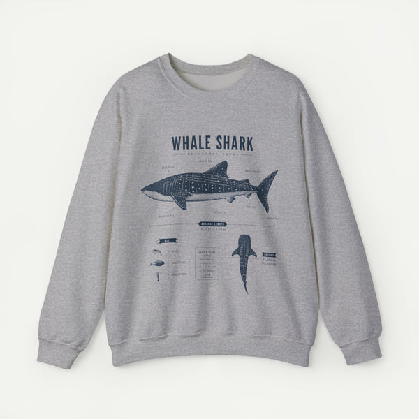 Whale Shark Anatomy Sweatshirt — Marine Life Illustration Crewneck