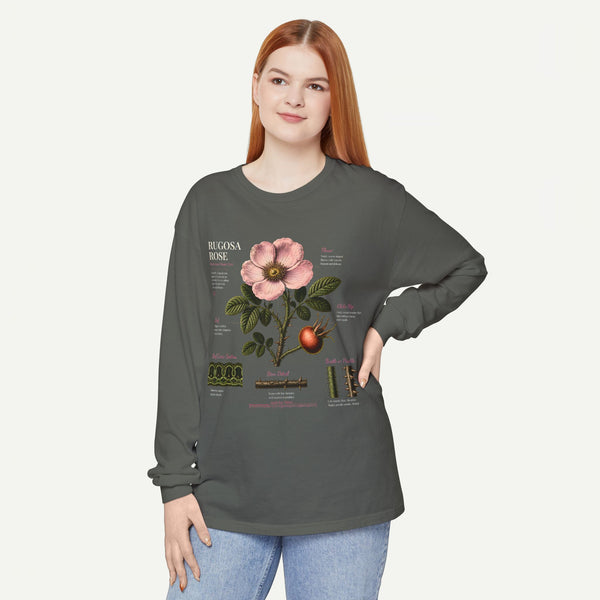Botanical Rose Hip Anatomy Long Sleeve Tee