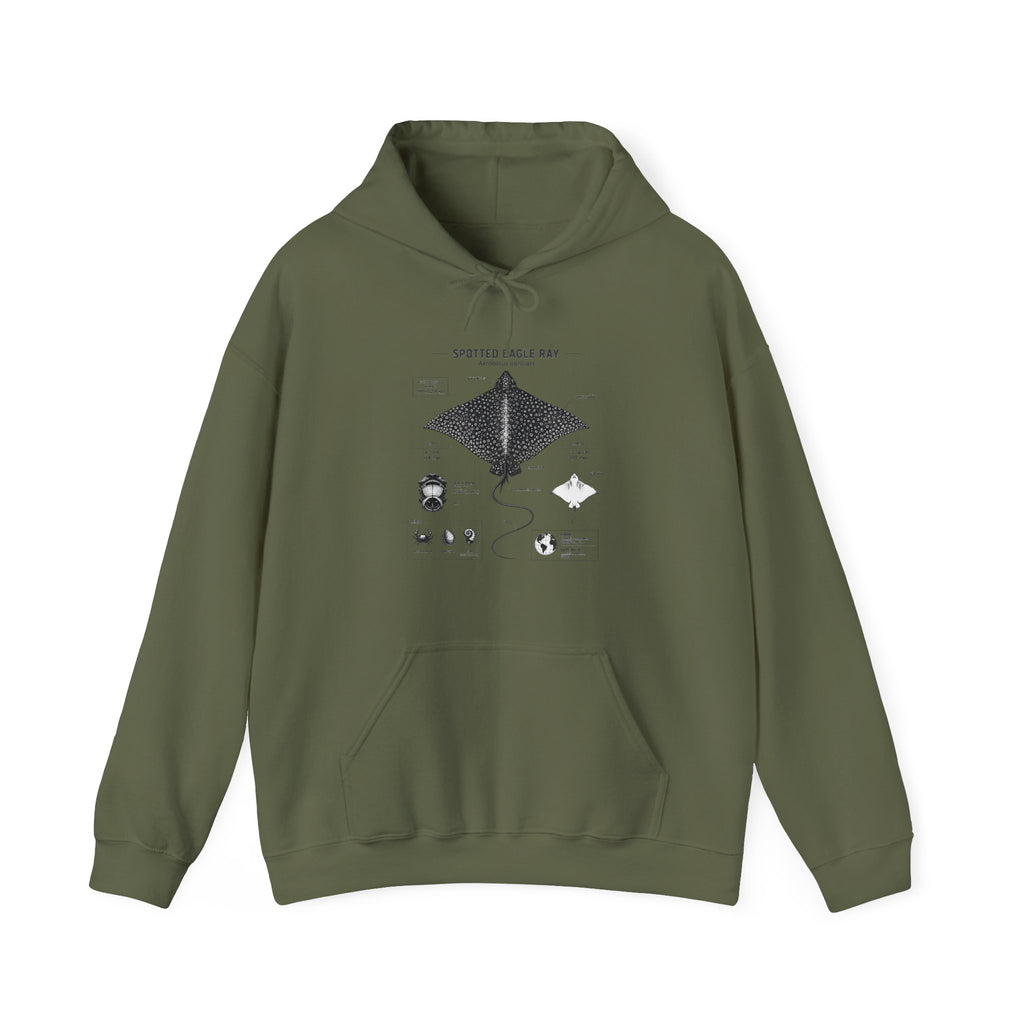 Manta Ray Anatomy Hoodie – Spotted Eagle Ray Diagram Sweatshirt