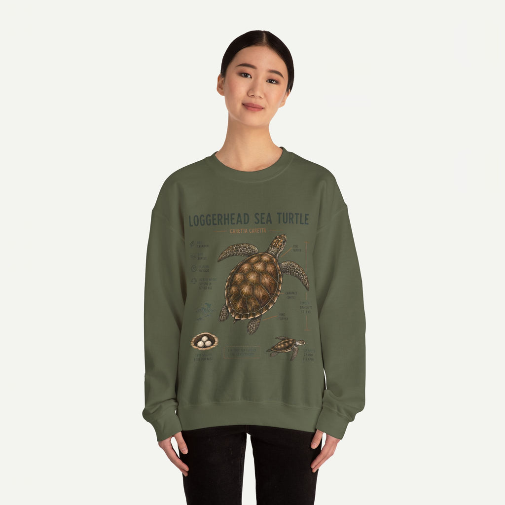 Loggerhead Sea Turtle Anatomy Sweatshirt — Marine Life Educational Crewneck