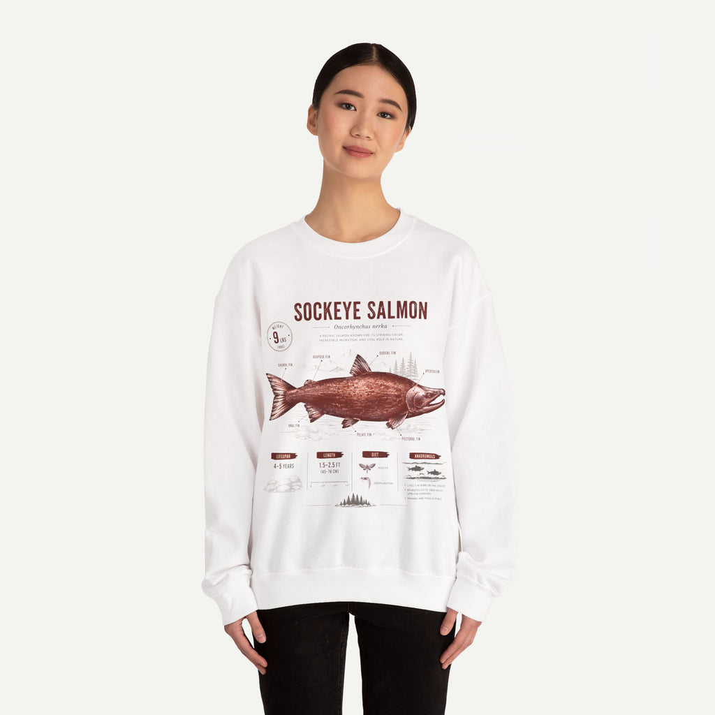 Sockeye Salmon Anatomy Sweatshirt — Vintage Fish Illustration Tee for Anglers & Nature Lovers