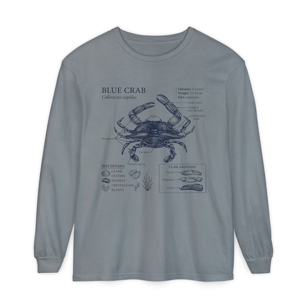Blue Crab Anatomy Long Sleeve Tee