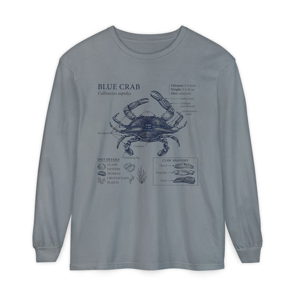 Blue Crab Anatomy Long Sleeve Tee