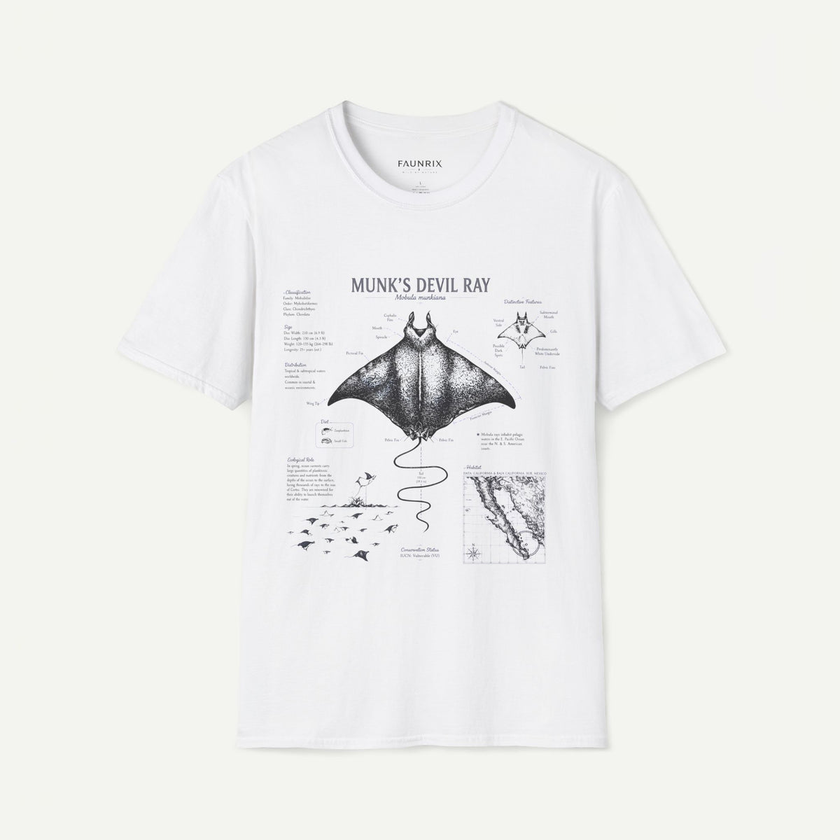 Munk's Devil Ray Anatomy Tee — Vintage Marine Life Illustration T-Shirt Main image