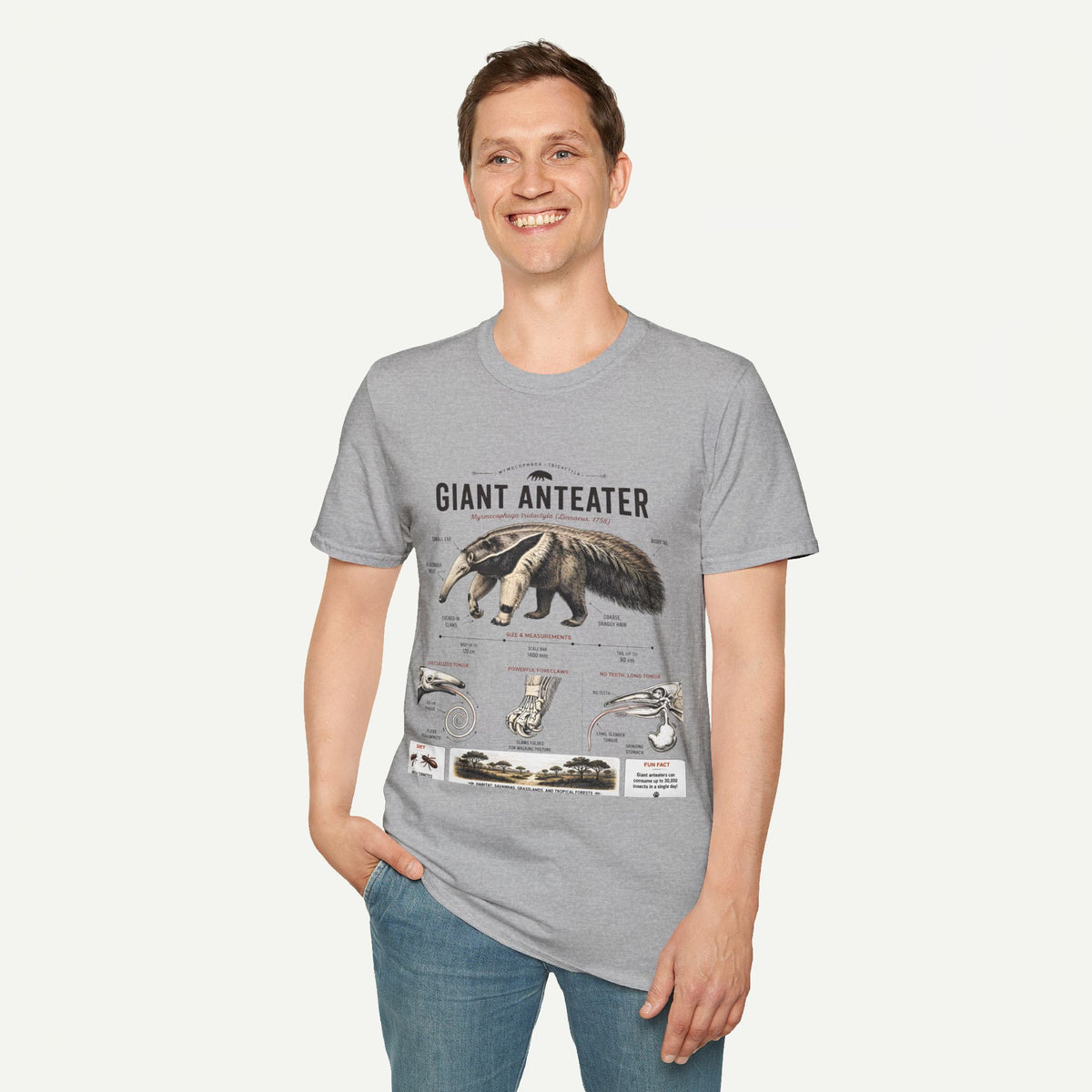 Giant Anteater Anatomy Tee — Vintage Natural History Animal Graphic T-Shirt