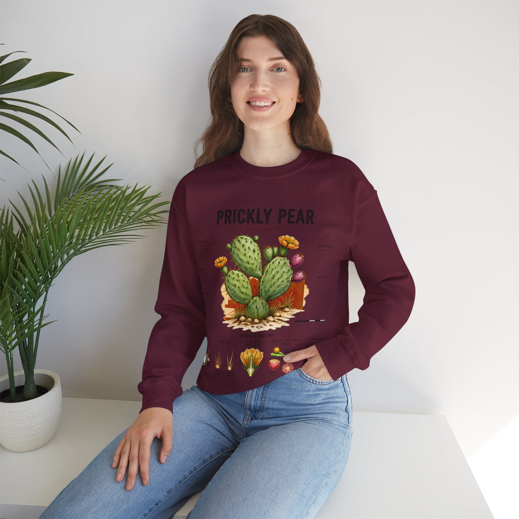 Prickly Pear Botanical Sweatshirt — Cactus Illustration Guide Crewneck