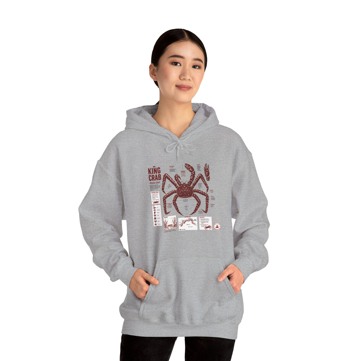 King Crab Anatomy Hoodie — Vintage Seafood Diagram Sweatshirt