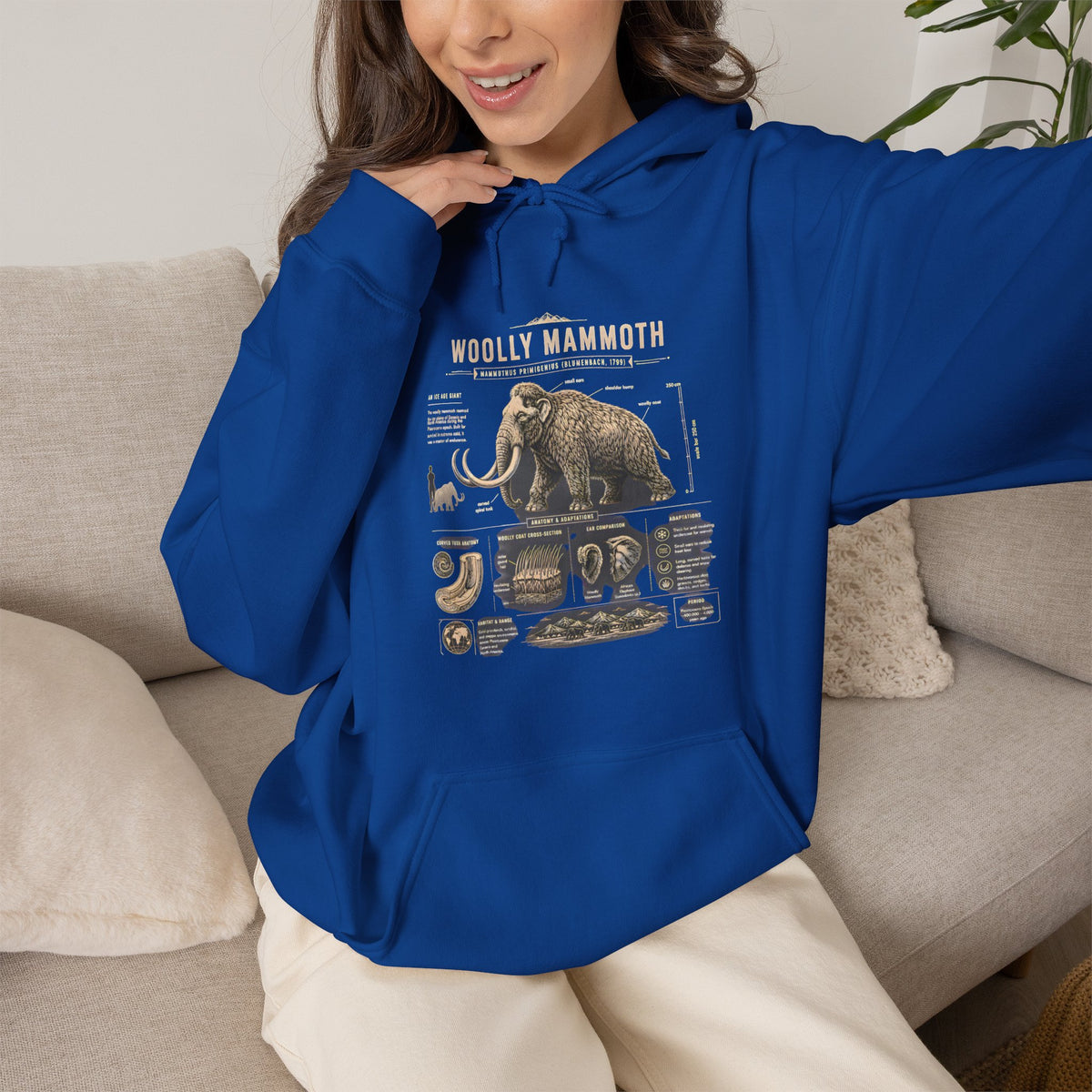 Woolly Mammoth Diagram Hoodie — Vintage Natural History Graphic Sweatshirt