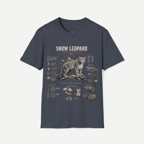 Snow Leopard Anatomy T-Shirt — Vintage Wildlife Illustration Tee