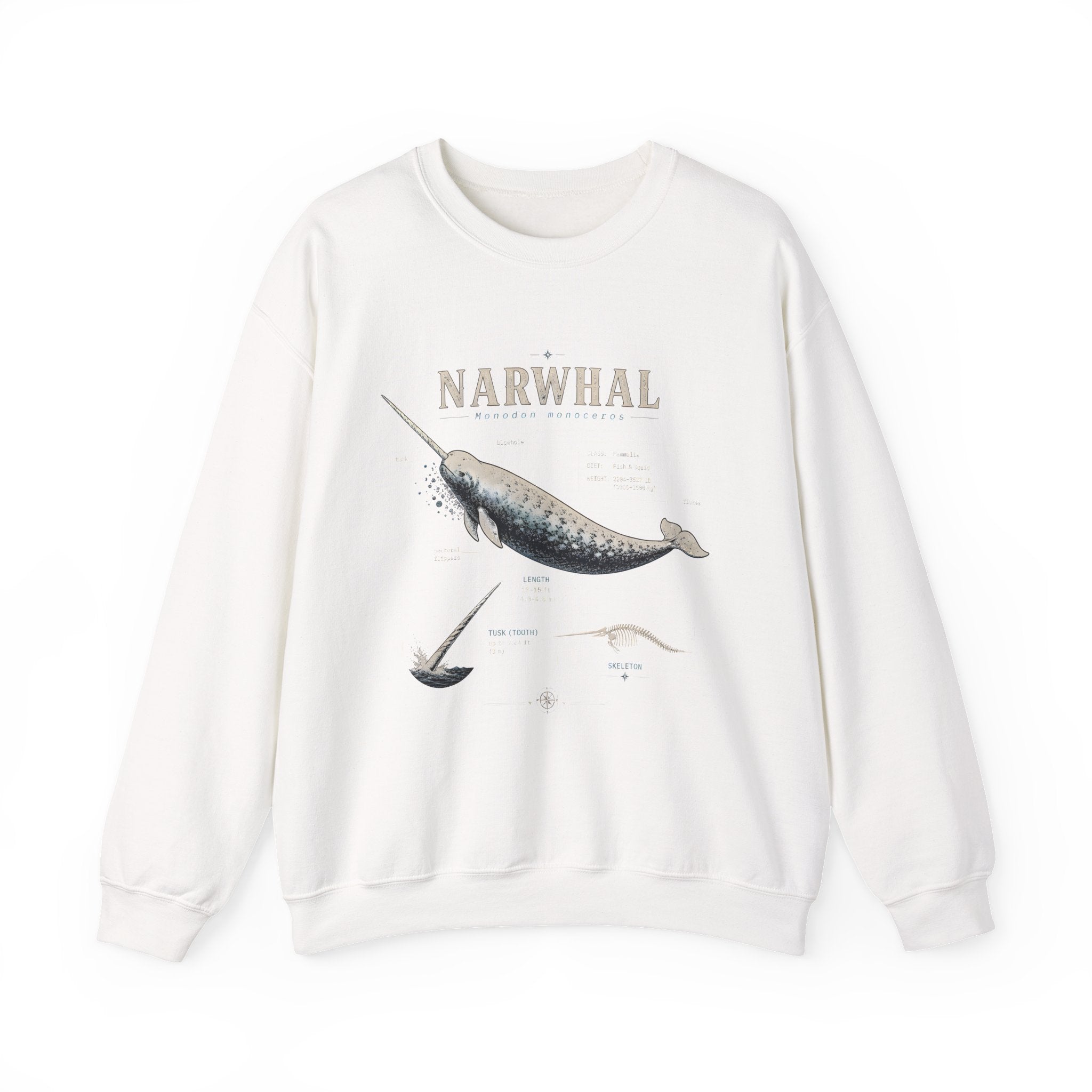 Narwhal Crewneck Sweatshirt - Vintage Sea Mammal Graphic Secondary image