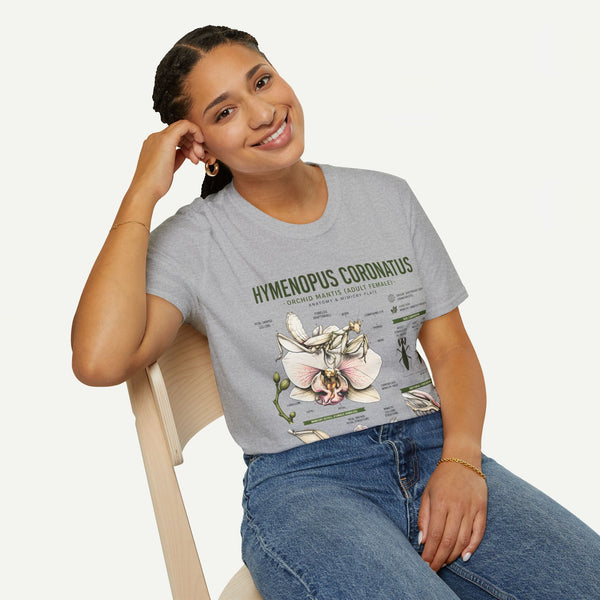 Mantis Anatomy Tee — Hymenopus Coronatus Orchid Mantis Illustration