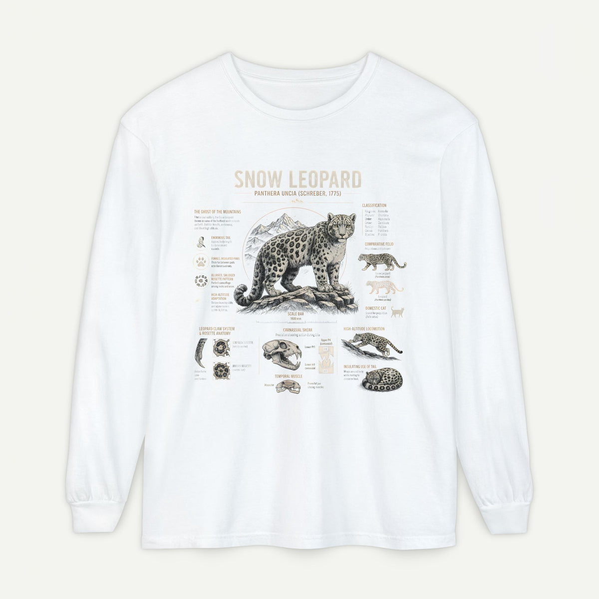 Snow Leopard Wildlife Anatomy Long Sleeve Tee