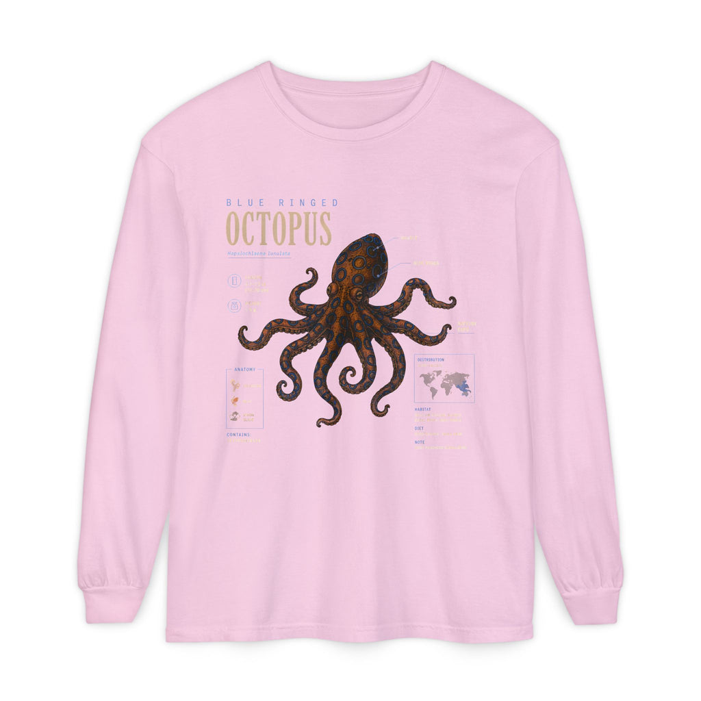 Octopus Anatomy Long Sleeve Tee — Vintage Marine Biology Graphic Shirt
