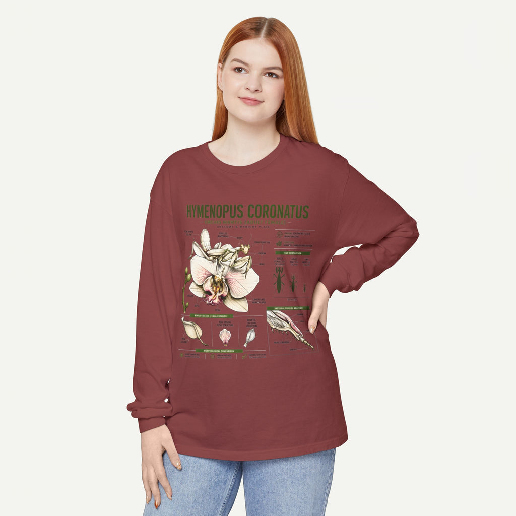 Hymenopus Coronatus Orchid Mantis Illustration Long Sleeve Tee