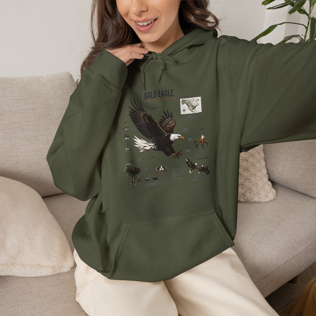 Eagle Graphic Hoodie — Bald Eagle Nature Print Sweatshirt